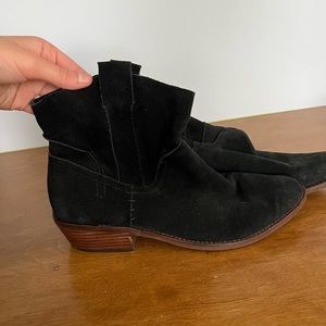 Slouched Black Suede Ankle Boots Size 11